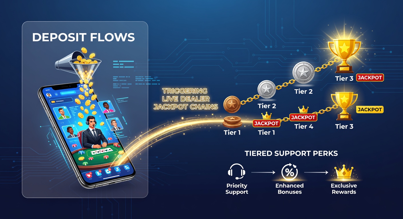 Mobile interface showing deposit confirmation leading into live dealer jackpot activation on a smartphone screen