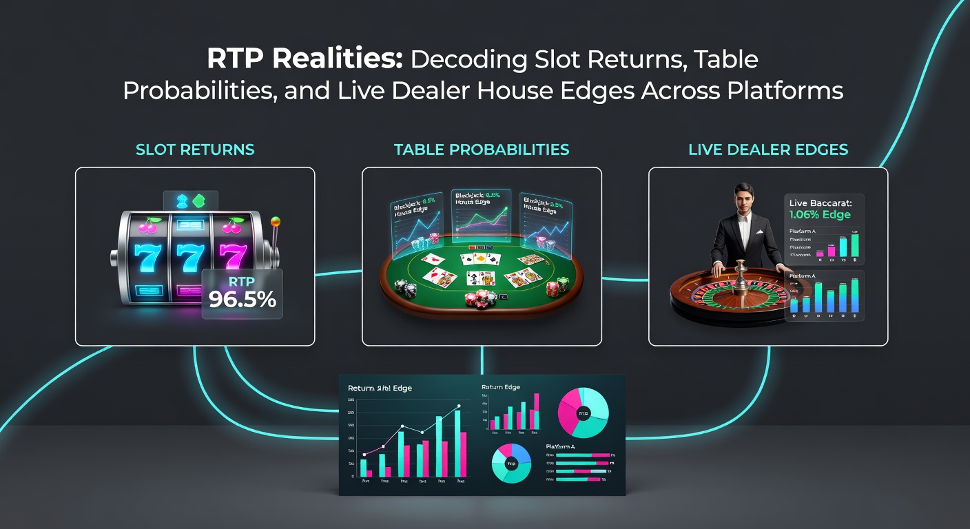 Digital slot reels spinning with RTP percentages overlaid, illustrating varying return rates across casino platforms