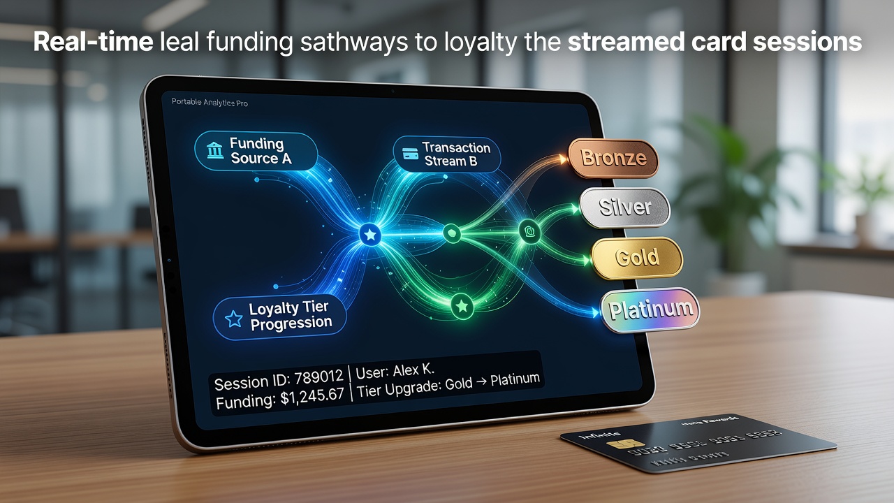 Mobile device displaying real-time streamed card game interface with loyalty tier indicators and transaction pathways